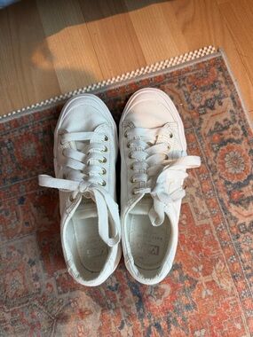 Adorable Kate Spade for Keds White Canvas Sneakers with Gold Eyelets